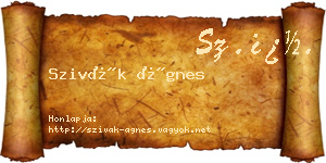 Szivák Ágnes névjegykártya