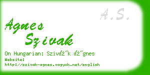 agnes szivak business card